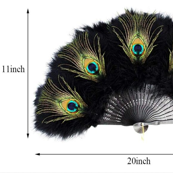 Vintage Style Marabou Feather Hand Fan - Picture 2 of 6